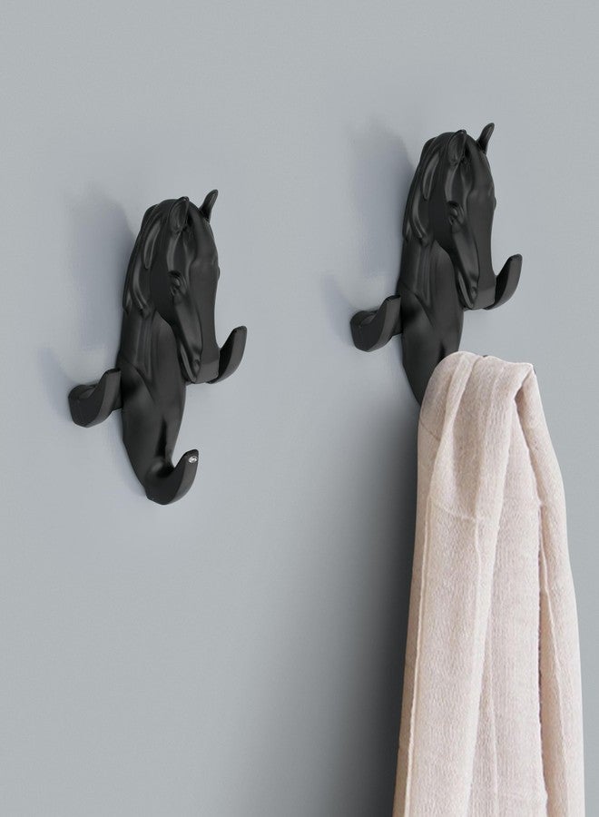Chitra 3 Pin Horse Style Zinc Alloy Robe Hook/Cloth-Towel Hanger/Door Hanger-Hook/Bathroom Accessories (Black Matt) Pack of 1 pc - Image 1